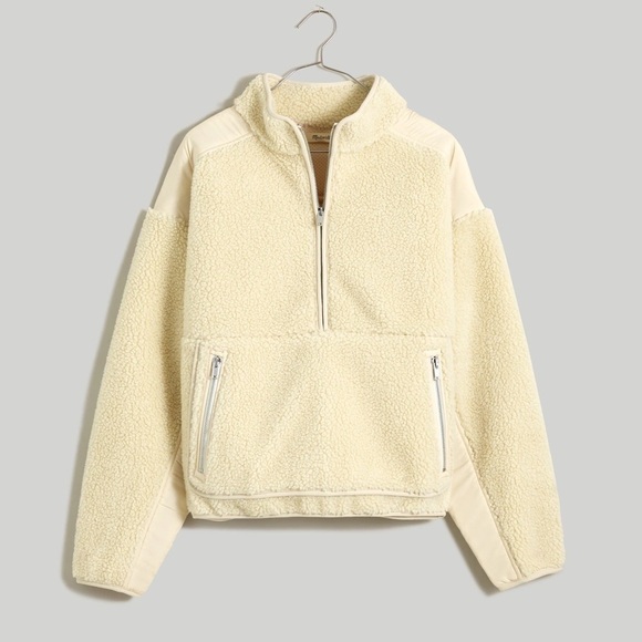 Madewell Faux Shearling Half-Zip Pullover NO215 - Picture 5 of 6
